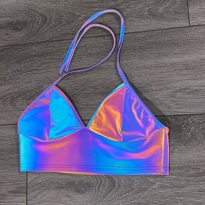 reflective halter crop top — size small / medium